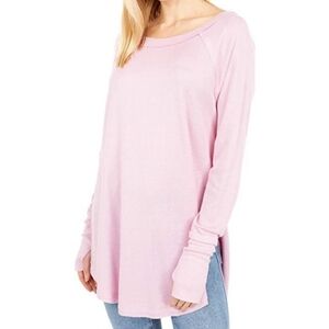 Free People Snowy Thermal Top Pink Large